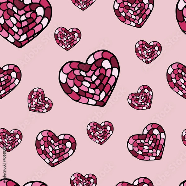 Obraz Seamless vector pattern with color hearts