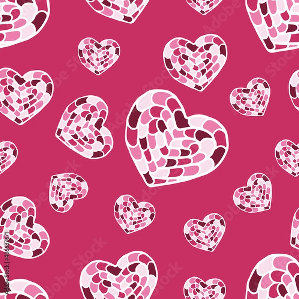 Obraz Seamless vector pattern with color hearts