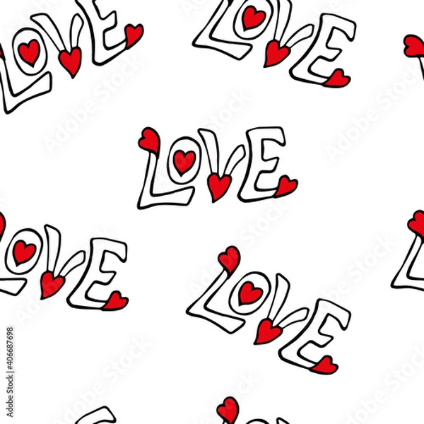 Obraz Seamless vector pattern with color sign Love