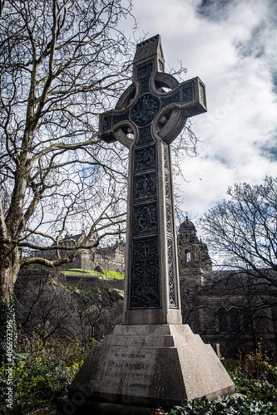 Obraz celtic cross on the hill