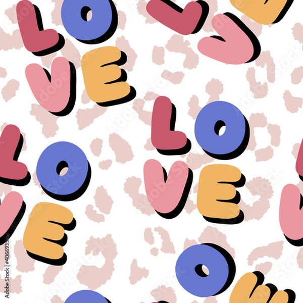 Obraz Love seamless pattern, repeatable valetine background, retro love surface pattern, valentines day
