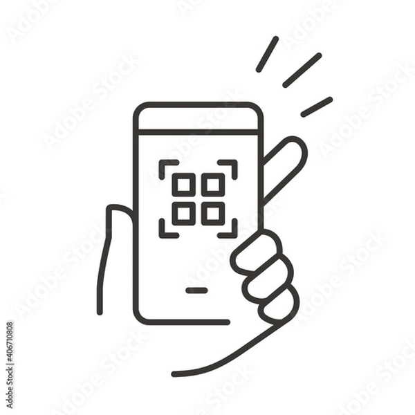 Obraz  スマートフォン、QRコード読み込み、電子決済。