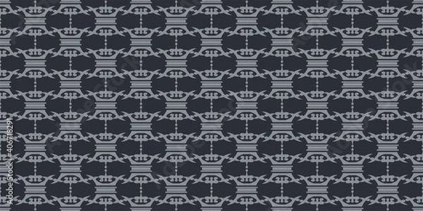 Obraz Decorative background pattern. Ornament with gray elements on a black background. Seamless wallpaper texture