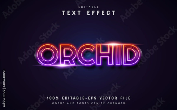Fototapeta Orchid text, neon gradient style text effect