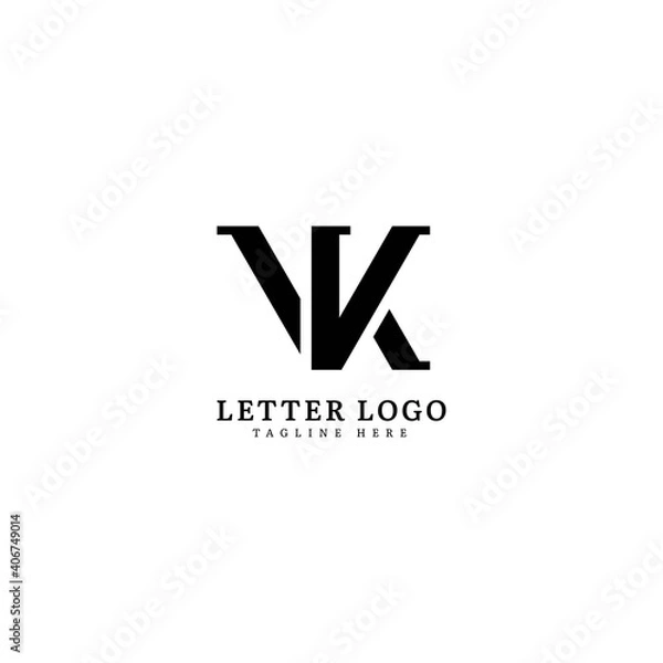 Fototapeta Initial VK with minimalist concept design for company and business logo.