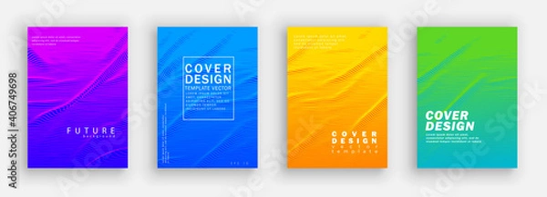 Obraz Minimal covers design. Colorfu line set. Color halftone gradients.