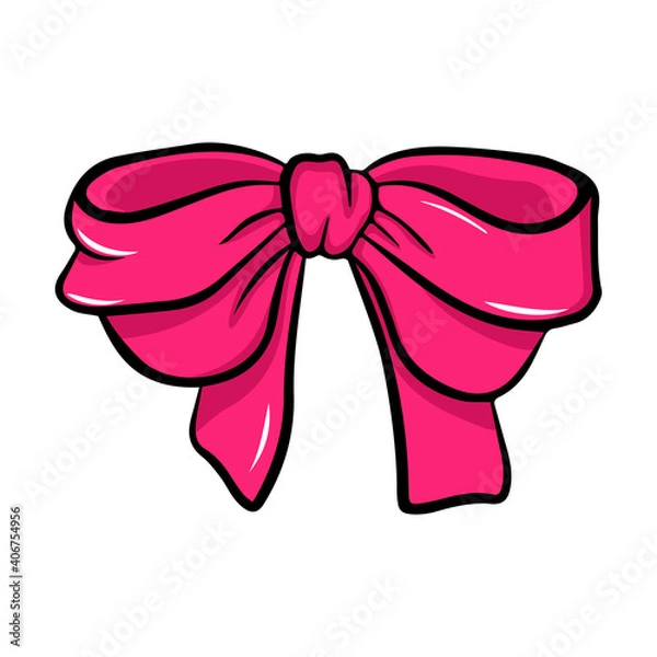 Obraz Red ribbon bow. Vector illustration, isolated on a white background.