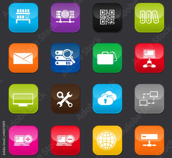 Fototapeta Internet, server, network icons set
