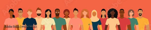 Fototapeta Diverse people group. Flat design vector illustration.