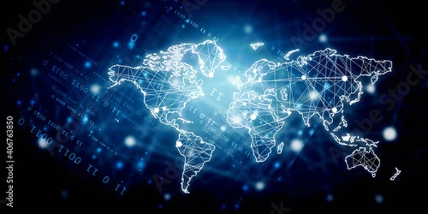 Fototapeta 2d illustration world map abstract background