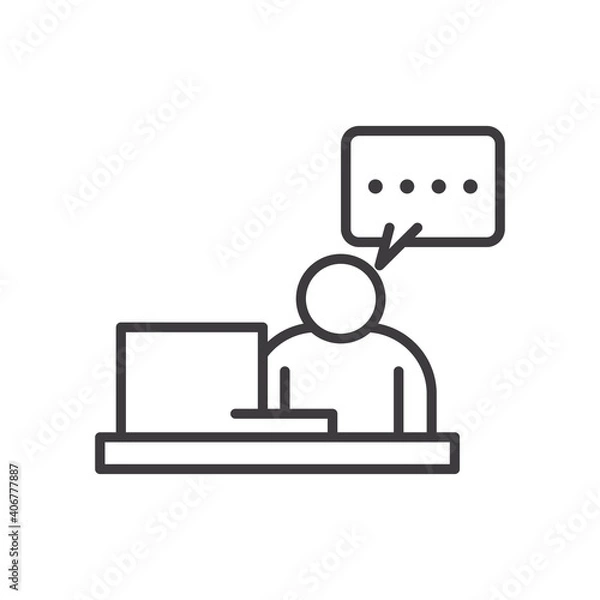 Fototapeta Businessman avatar on desk with communication bubble vector design
