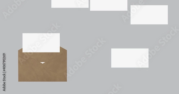 Fototapeta Render with letters flying into a craft envelope