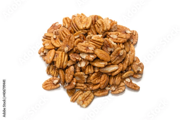 Fototapeta Pecan-nut isolated on white background.