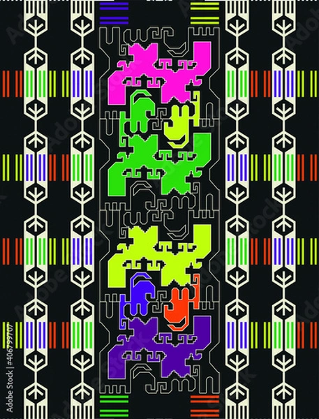 Obraz traditional throw rug pattern and carpet design fabric fashion style vintage retro anatolian design