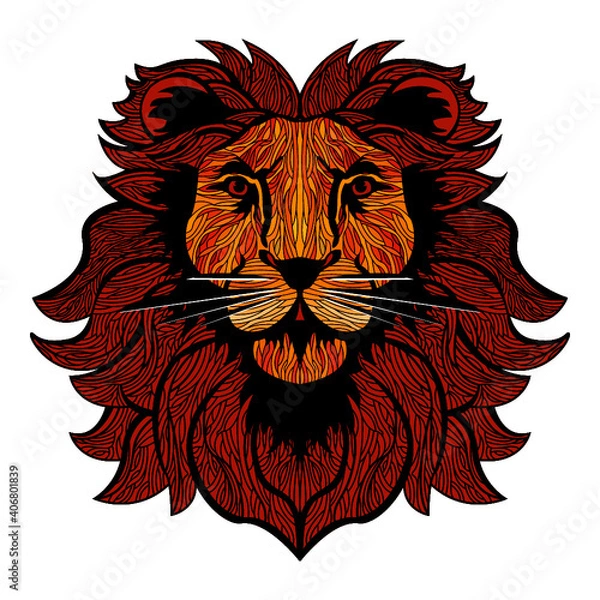 Fototapeta Ornamentalny lew na białym tle