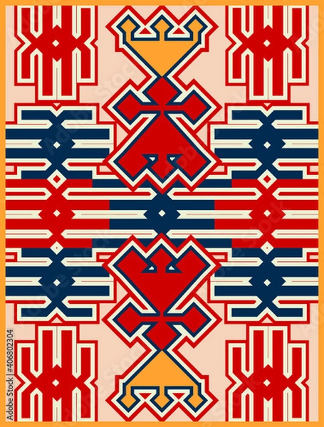Obraz traditional anatolian throw rug fabric design carpet pattern retro style