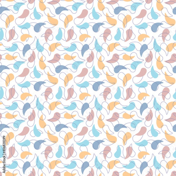 Fototapeta Vector seamless pattern of colored water droplets. Delicate flower petals.