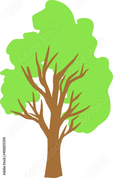 Fototapeta Tree vector . Illustration of a green tree. Image of a tree with foliage vector. Tree trunk vector. Nature. Ecology
