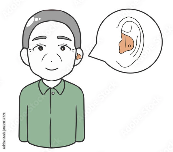 Fototapeta 補聴器　高齢男性　フルシェル