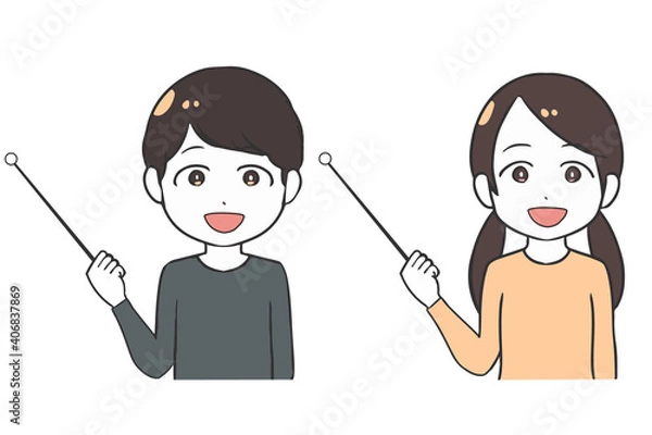 Fototapeta 指示棒　上半身　子ども