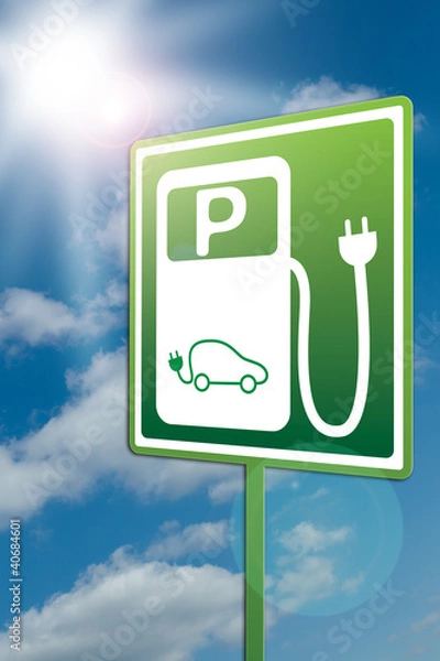 Obraz elektro tankstelle schild