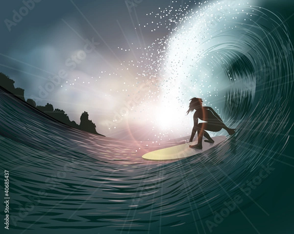 Obraz surfer and wave