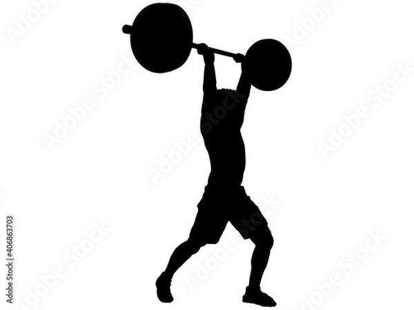 Fototapeta ウェイトリフティングをする男性シルエット2