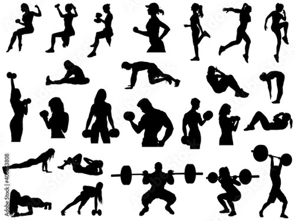 Obraz フィットネスシルエット_セット