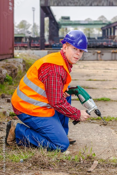 Obraz Arbeiter mit Bohrmaschine (1)