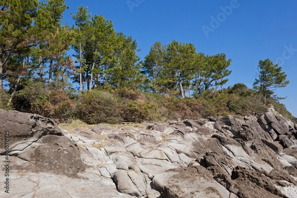 Fototapeta 串木野市照島海岸の穏やかな海岸線	