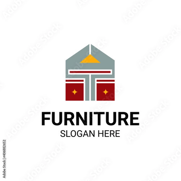 Fototapeta Modern Unique Furniture and Household with Sofa or Chair Icon Logo Vector Design Template Isolated.