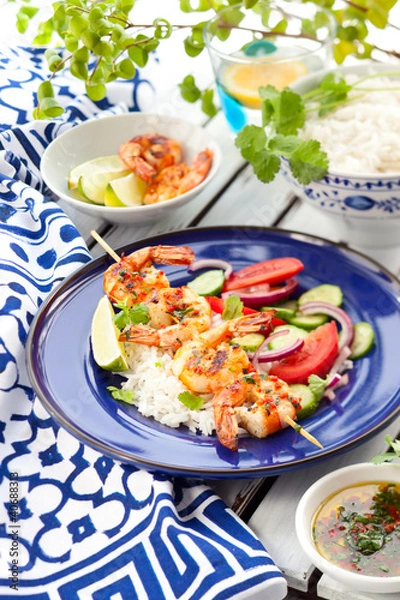 Fototapeta Prawn skewers