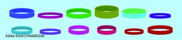 Fototapeta set of wristband cartoon icon design template with various models. vector illustration isolated on blue background