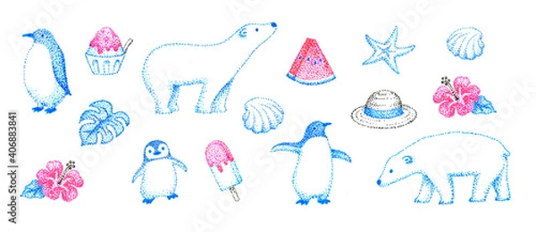 Fototapeta 夏のイメージの点描画