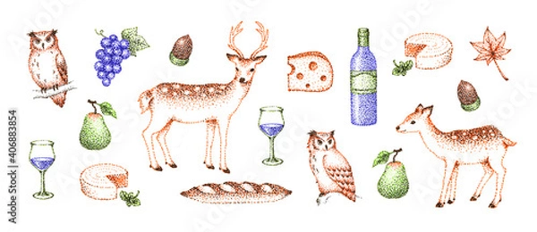 Fototapeta 秋のイメージの点描画