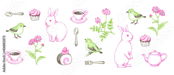 Fototapeta 春のイメージの点描画