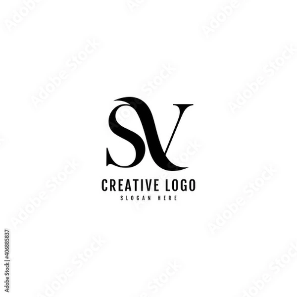 Fototapeta PrintInitial Letter SV combination with slash logo.  Typography for Company and Business Logo.