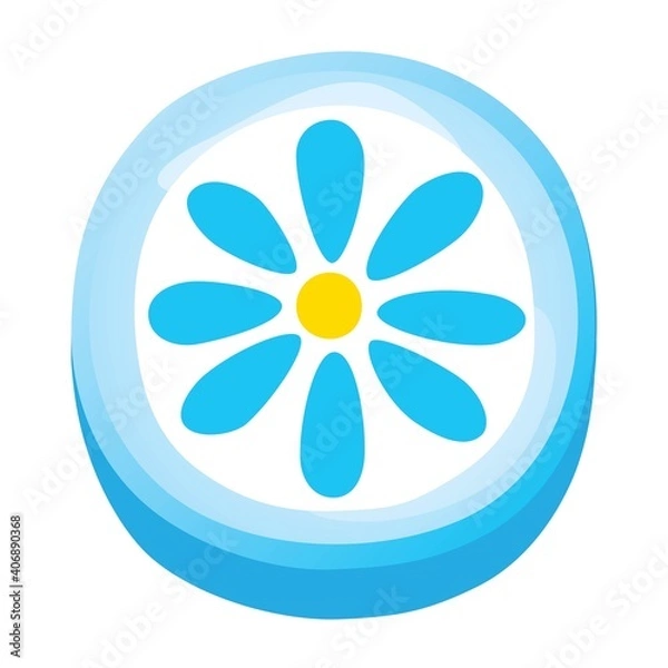 Fototapeta 丸い水色の花の模様のキャンディー