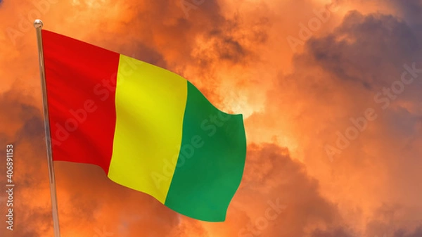 Fototapeta Guinea flag on pole