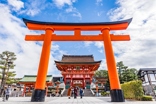 Obraz 京都　伏見稲荷大社　鳥居と楼門