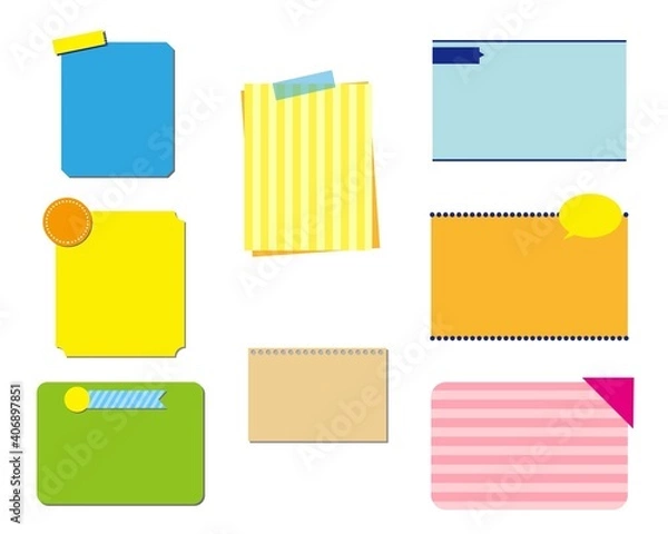 Fototapeta 付箋風のメモのベクターイラスト素材セット