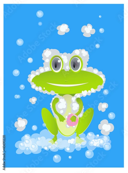 Fototapeta cute bathing frog