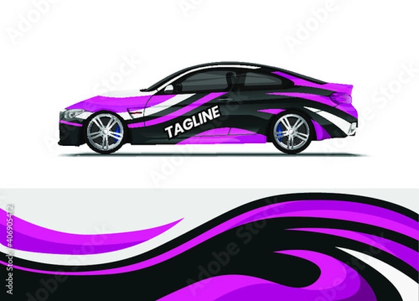 Fototapeta Car decal wrap design vector. Abstract background for vehicle vinyl wrap. Background abstract stripe racing sport graphic designs kit for race car, rally, vehicle, livery and adventure