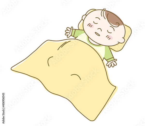 Obraz 昼寝をする赤ちゃんのイラスト