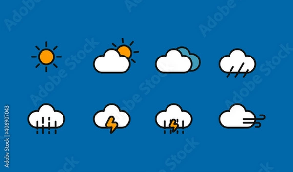 Fototapeta Set of Weather. Simple and modern.