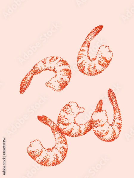 Fototapeta 食べ物の点描画（海老）