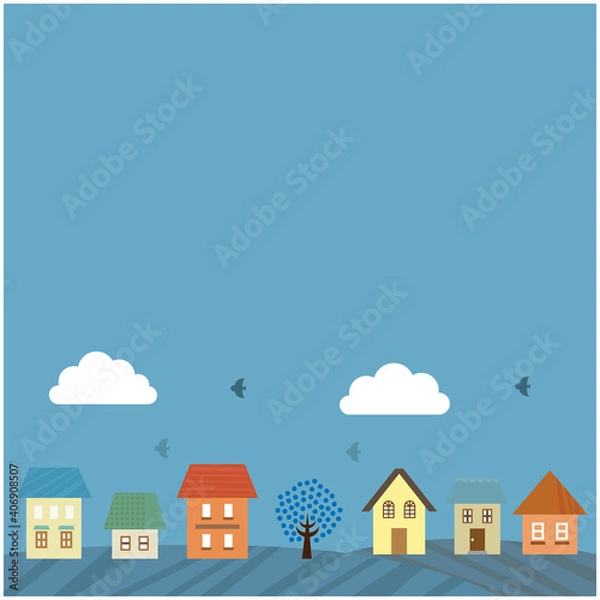 Obraz 町並み　家のイラスト