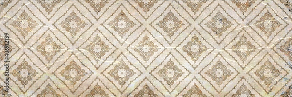 Fototapeta Wall Decor for interior home decoration, Ceramic Tile Design. it can be used for ceramic tile, wallpaper, linoleum, backdrop, coverpage, poster, textile, web page background -  Illustration