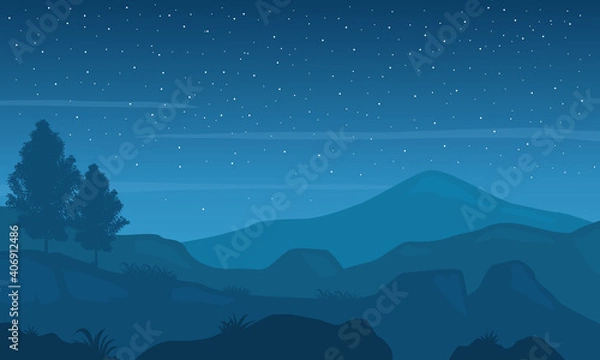 Obraz Beautiful sky color at night with stars. Vector illustration