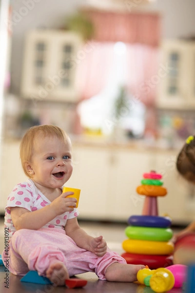 Obraz Baby one year old plays